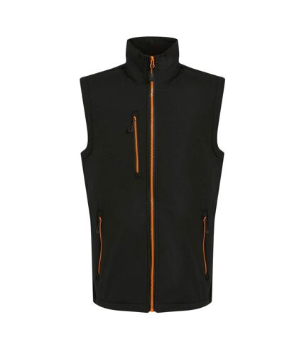 Regatta Mens Navigate Softshell 2 Layer Body Warmer (Black/Orange Pop) - UTRG10672