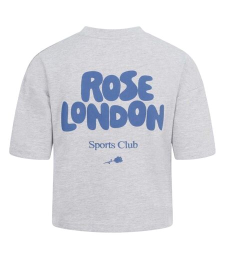 Womens/ladies All Love Crop T-shirt Grey Marl Rose London