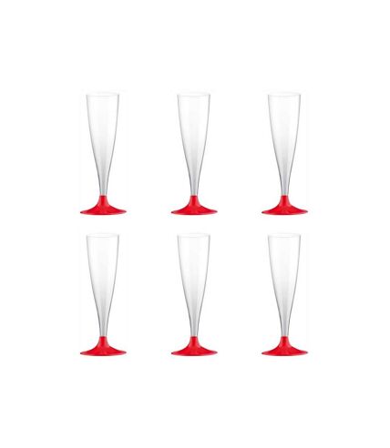 Paris Prix - Lot De 6 Flûtes à Champagne plastique 14cl Rouge