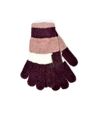 Womens/Ladies Striped Chenille Gloves (Wine/White)