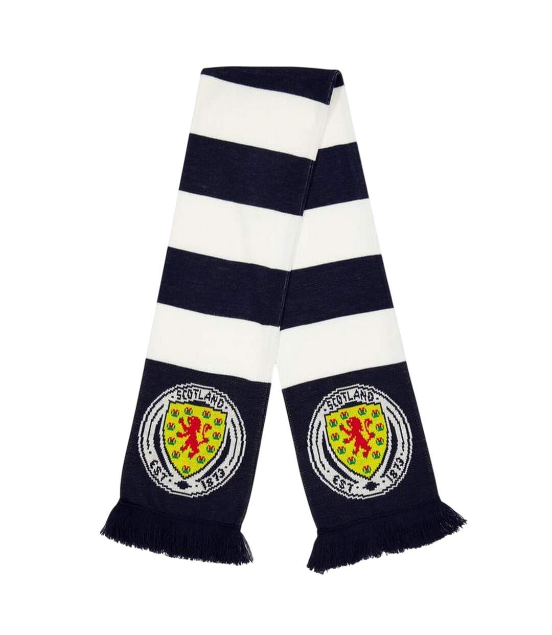 Crest Acrylic Stripes Scarf One Size Dark Blue White Yellow Scotland-2