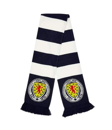 Crest Acrylic Stripes Scarf One Size Dark Blue White Yellow Scotland