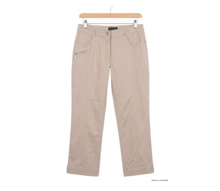 Pantacourt STRETCH Beige en coton avec zip fantaisie : confort et style moderne