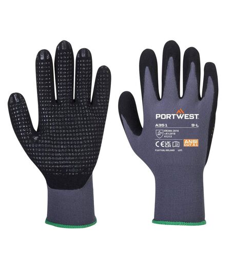 Unisex adult a351 dermiflex plus grip gloves xl grey/black Portwest