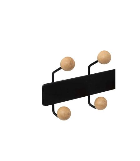 Patère Murale en Bois 10 Boules 44cm Noir