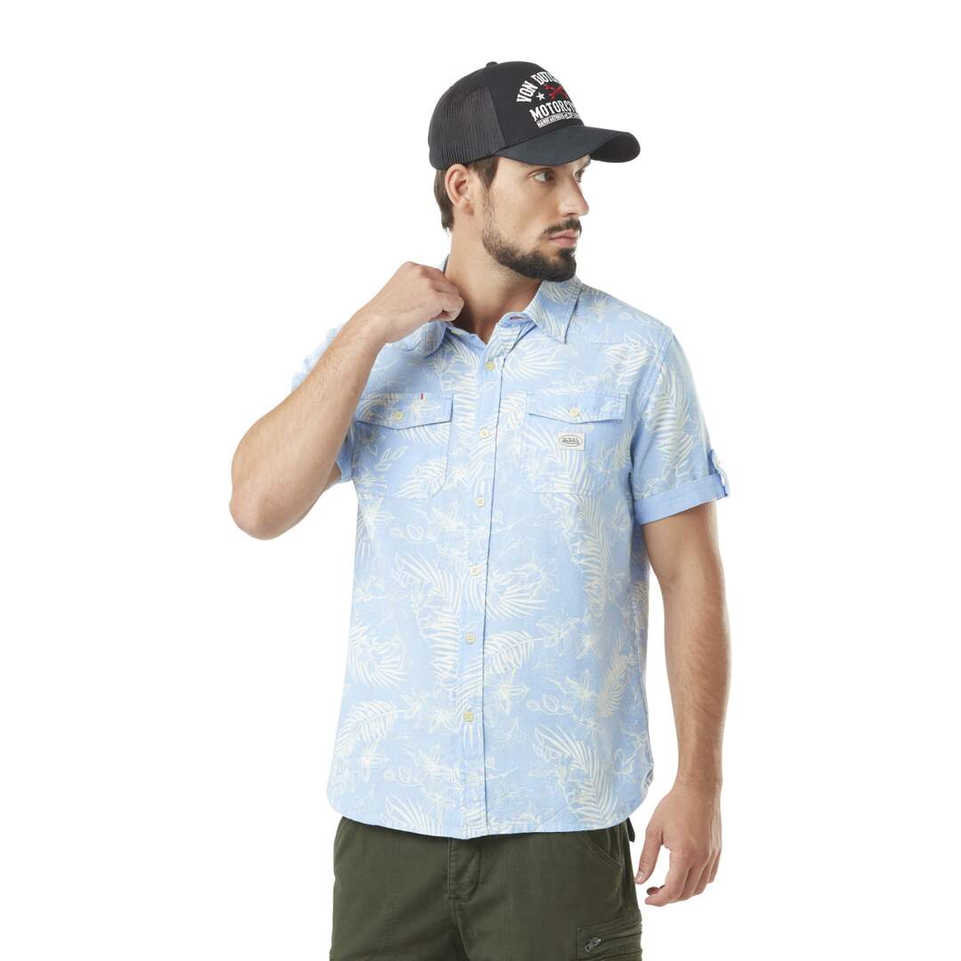 Chemise homme Chambray imprimé fleurs en coton Vondutch-1