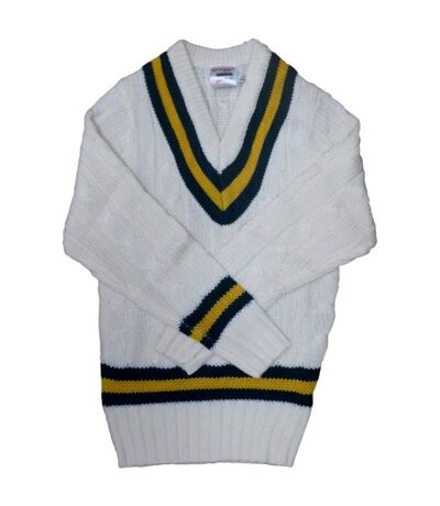 Carta Sport Mens Cricket Sweater (White/Green/Amber)