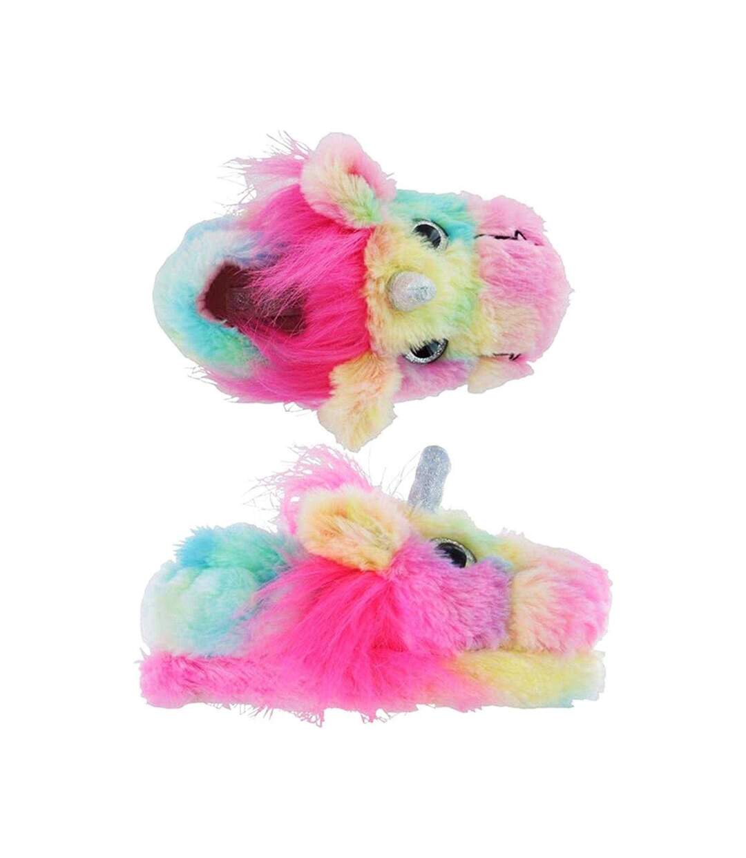 Womens/ladies Unicorn Plush 3d Slippers Multicoloured K Collection-2