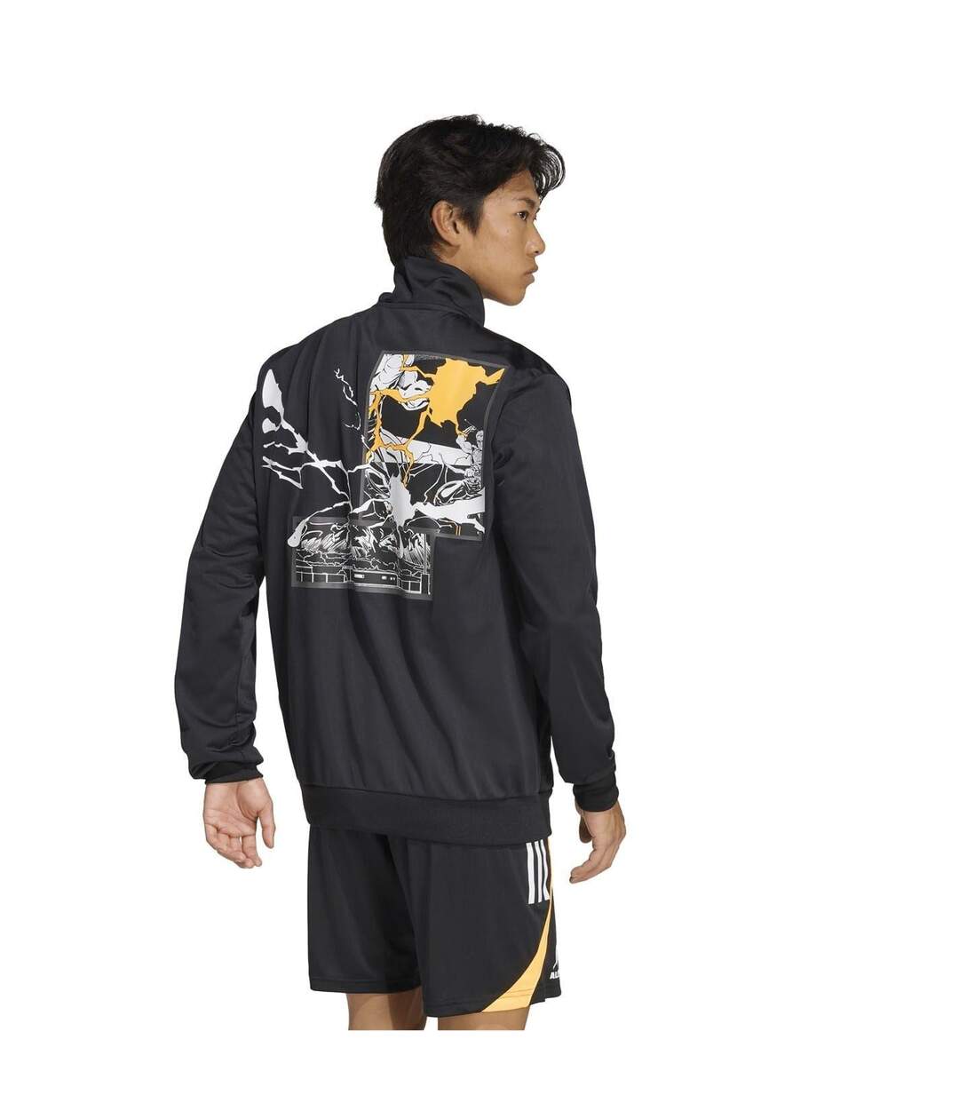 Mens Polyester Tracksuit Top Black Adidas-3