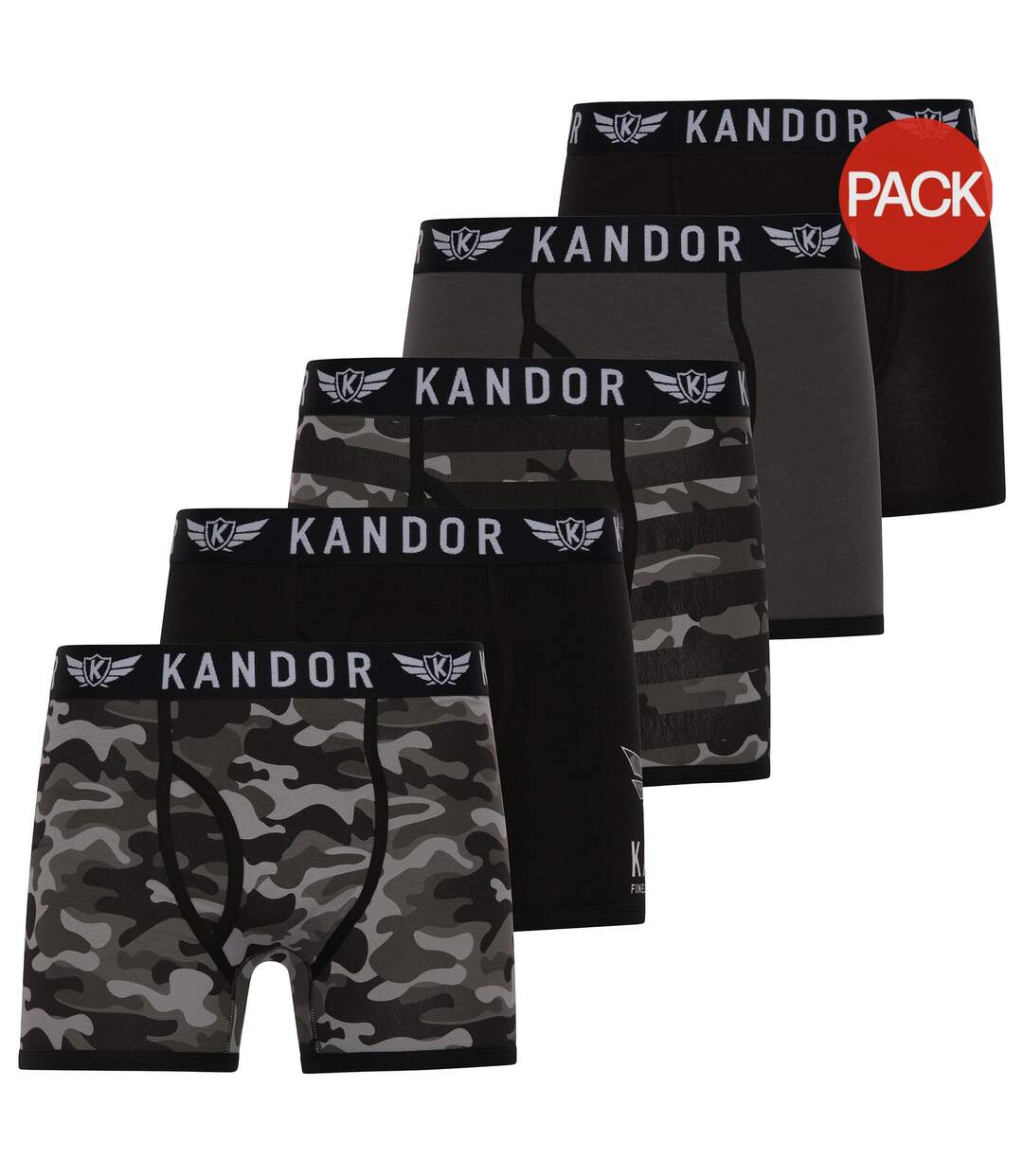 Pack of 5  Mens camobee bamboo boxer shorts  gray Kandor