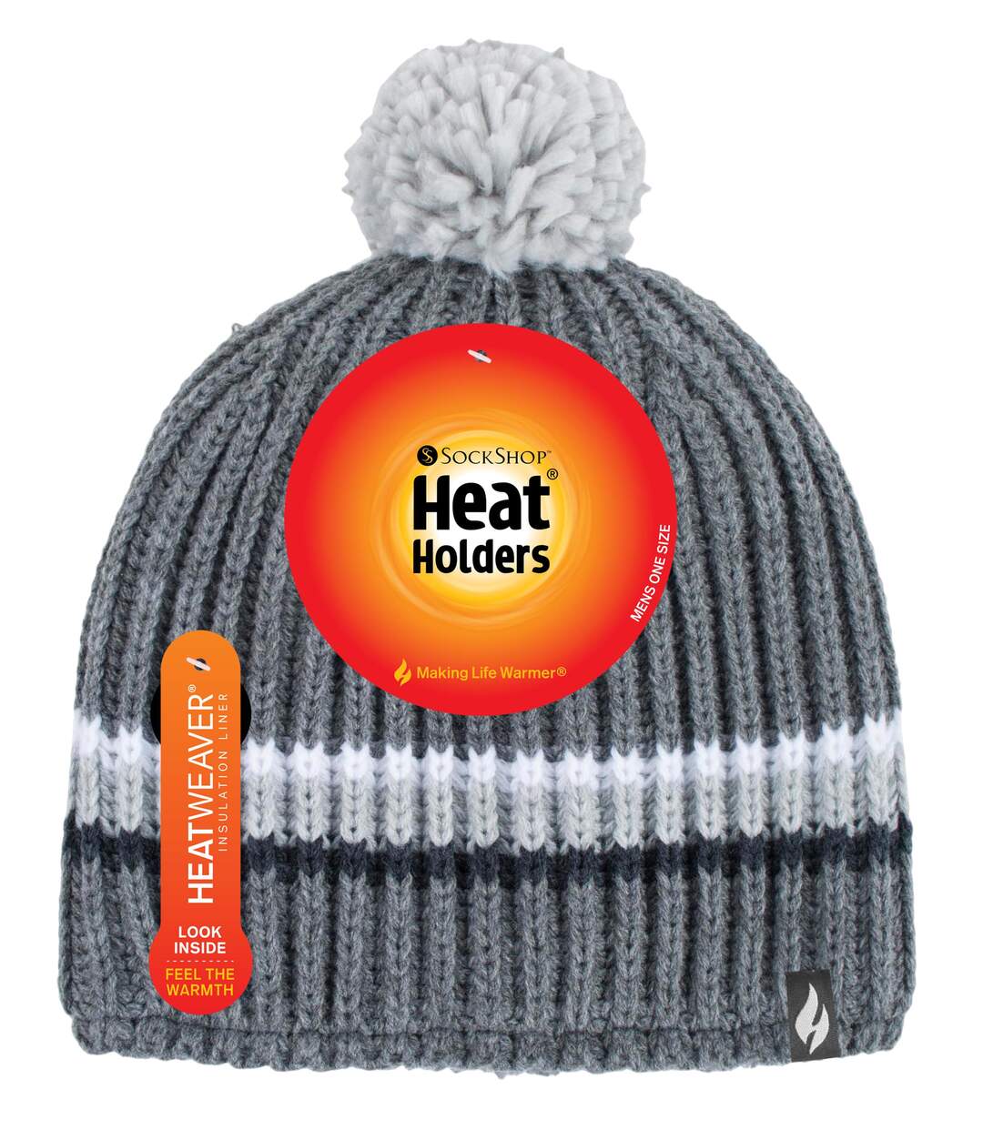 Bonnet Homme Thermique Tricot Épais avec Pompon-2