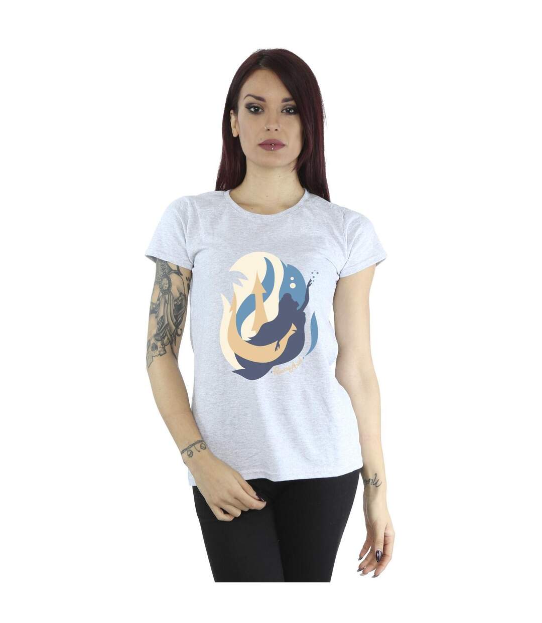 Disney T-shirt en coton Femme/Ladies The Little Mermaid Colour Silhouettes (Gris sportif) - UTBI26316-2