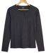 AXONE CHINA1N - Tee-shirt noir manches longues en coton flammé avec col 3 boutons et poche poitrine-2