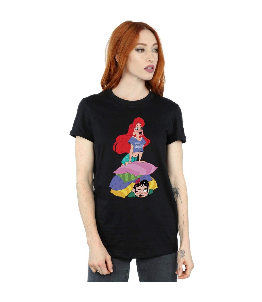 Disney Womens/Ladies Wreck It Ralph Ariel And Vanellope Cotton Boyfriend T-Shirt (Noir) - UTBI47504-2