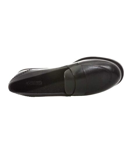 Womens/ladies Lach Leather Loafers Black Kickers