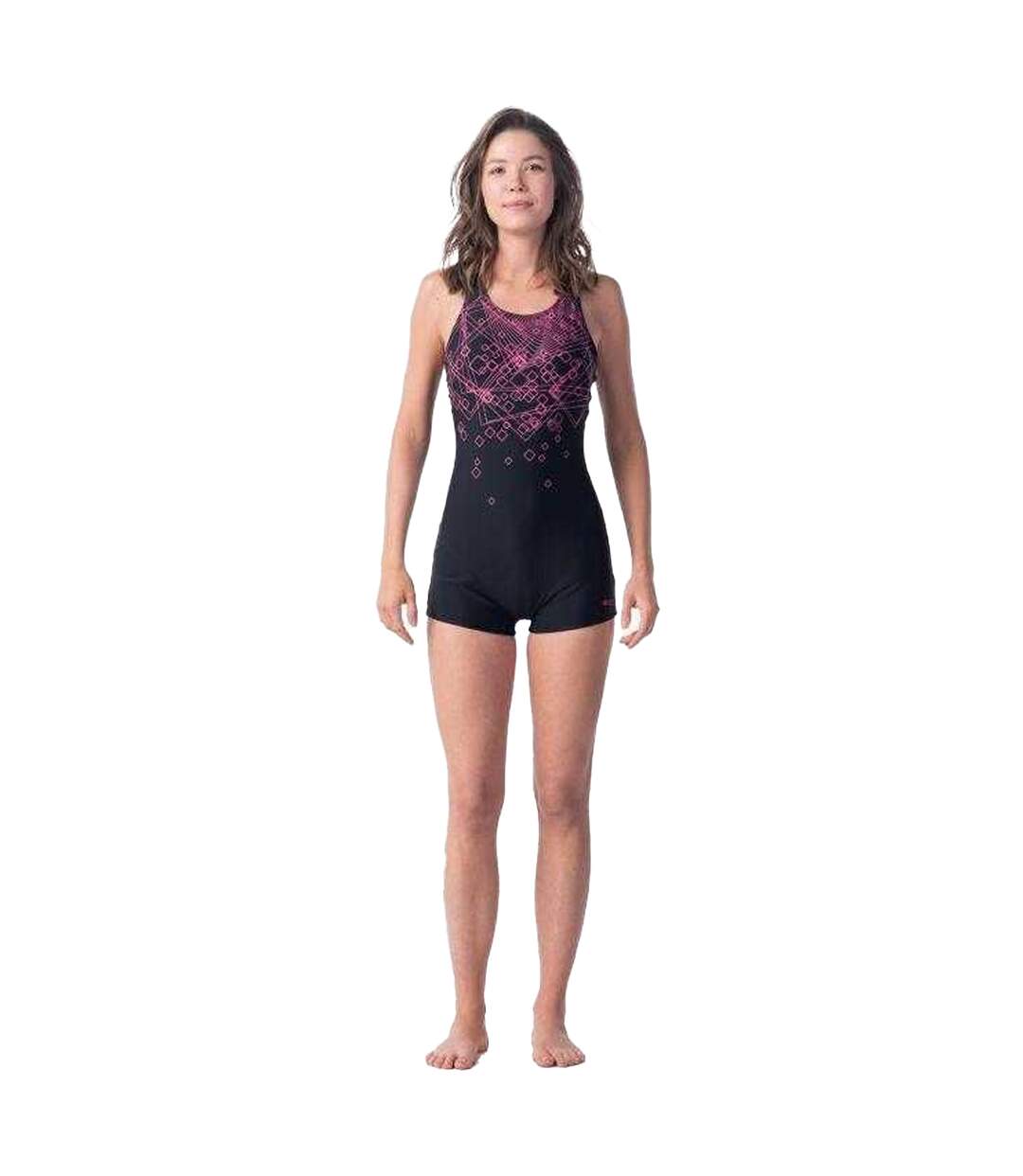 Maillot De Bain 1 Pièce Motif/style Formes Géométriques Femme Noir Aquawave-2