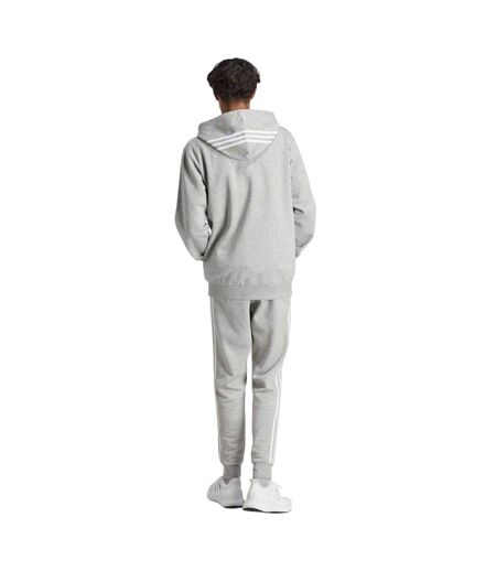Mens 3 Stripes Fleece Tracksuit Grey Black Adidas