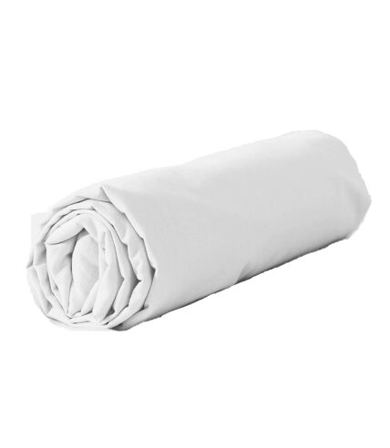 Drap housse - 100% coton lavé 57 fils - 160 x 200 cm - Blanc