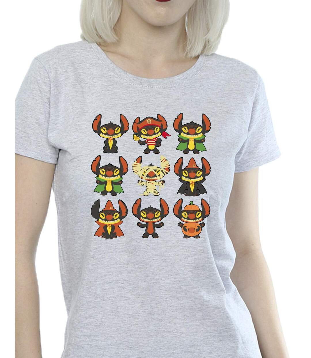 Disney T-shirt en coton Femmes/Ladies Lilo & Stitch Halloween Costumes (Gris sportif) - UTBI26030-3