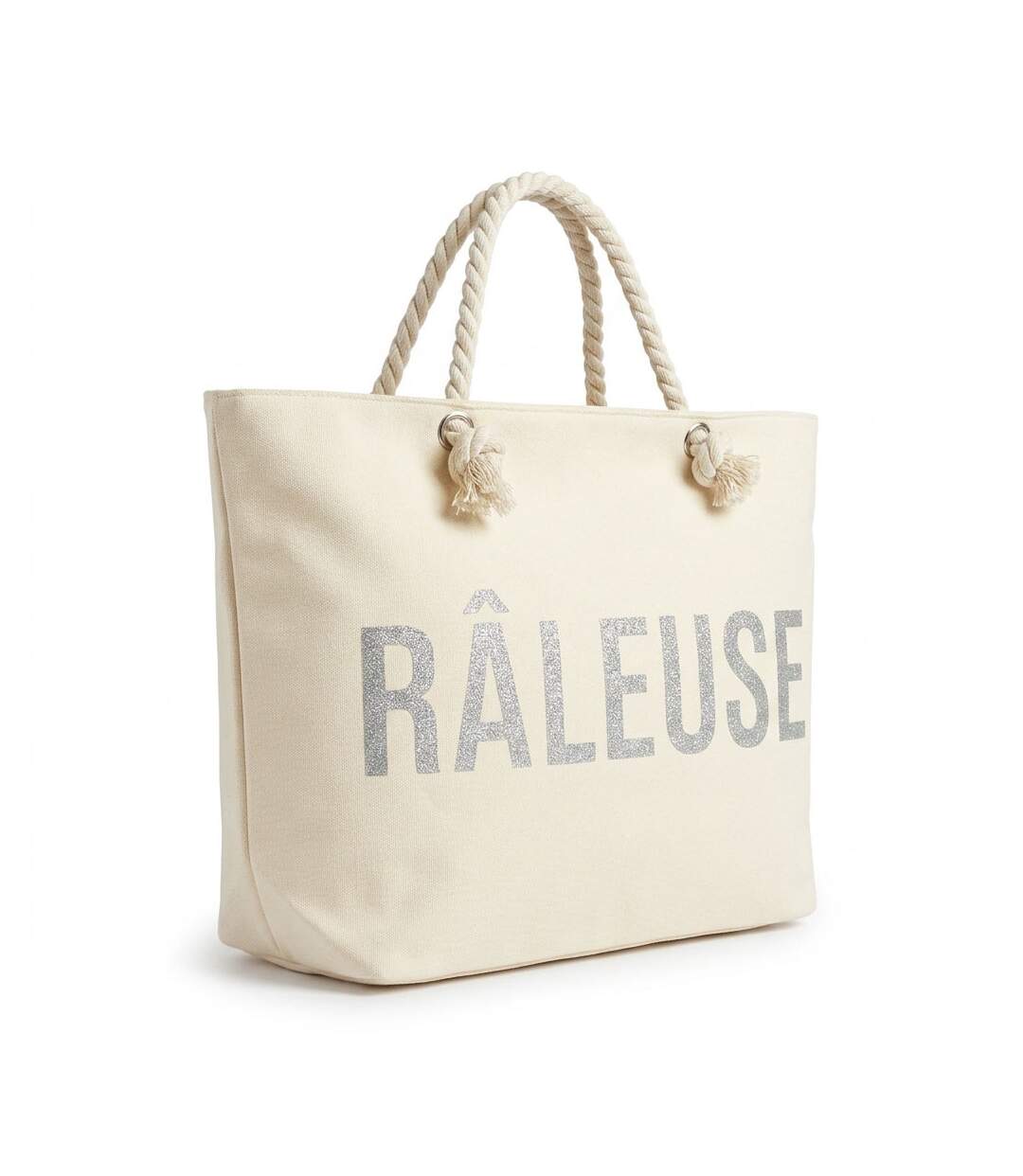 OZABI Sac de Plage Femme Jute Synthétique – Message Pailleté – Cordage-1