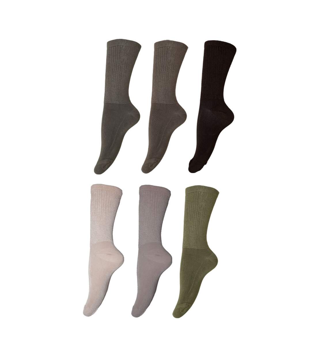 Mens bamboo non-binding extra wide socks 6 pairs shades of brown Universal Textiles-1