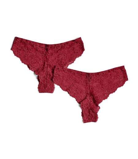 Lot de 2 culottes larges en dentelle rouge femme pieces lina