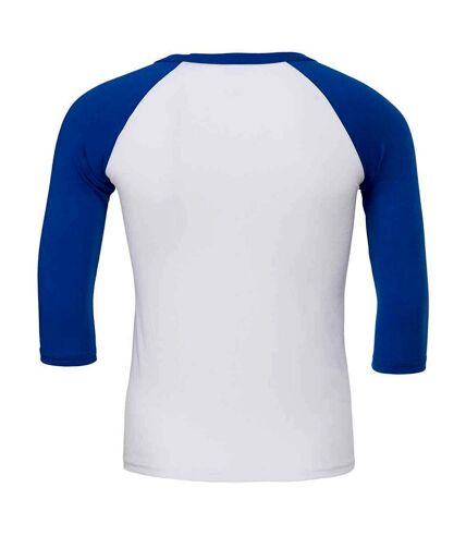 T-shirt adulte blanc / bleu roi Canvas