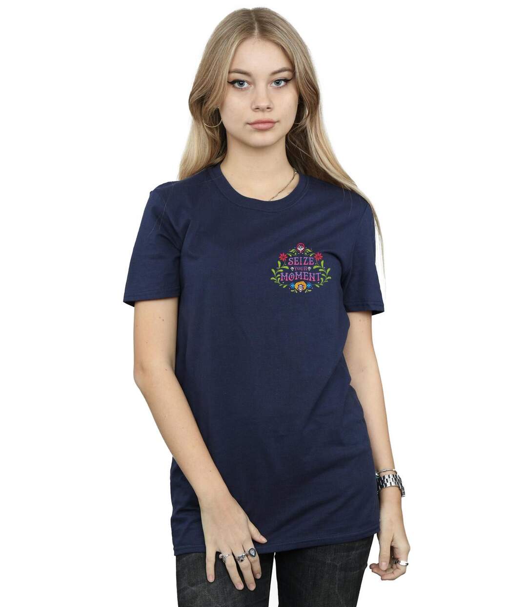 Disney - T-shirt COCO SEIZE YOUR MOMENT - Femme (Bleu marine) - UTBI16413-2