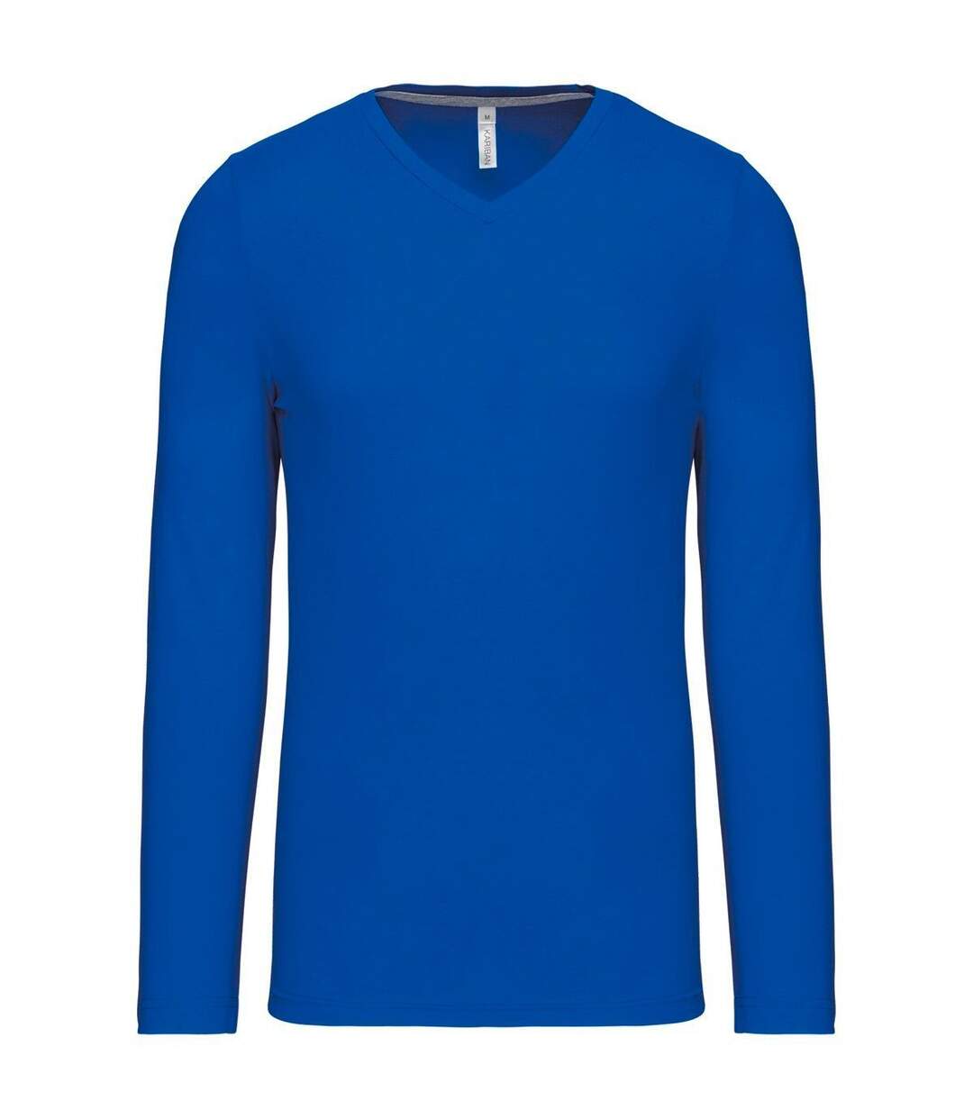 T-shirt manches longues col V - K358 - bleu roi - homme