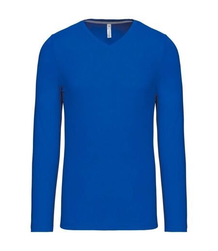 T-shirt manches longues col V - K358 - bleu roi - homme
