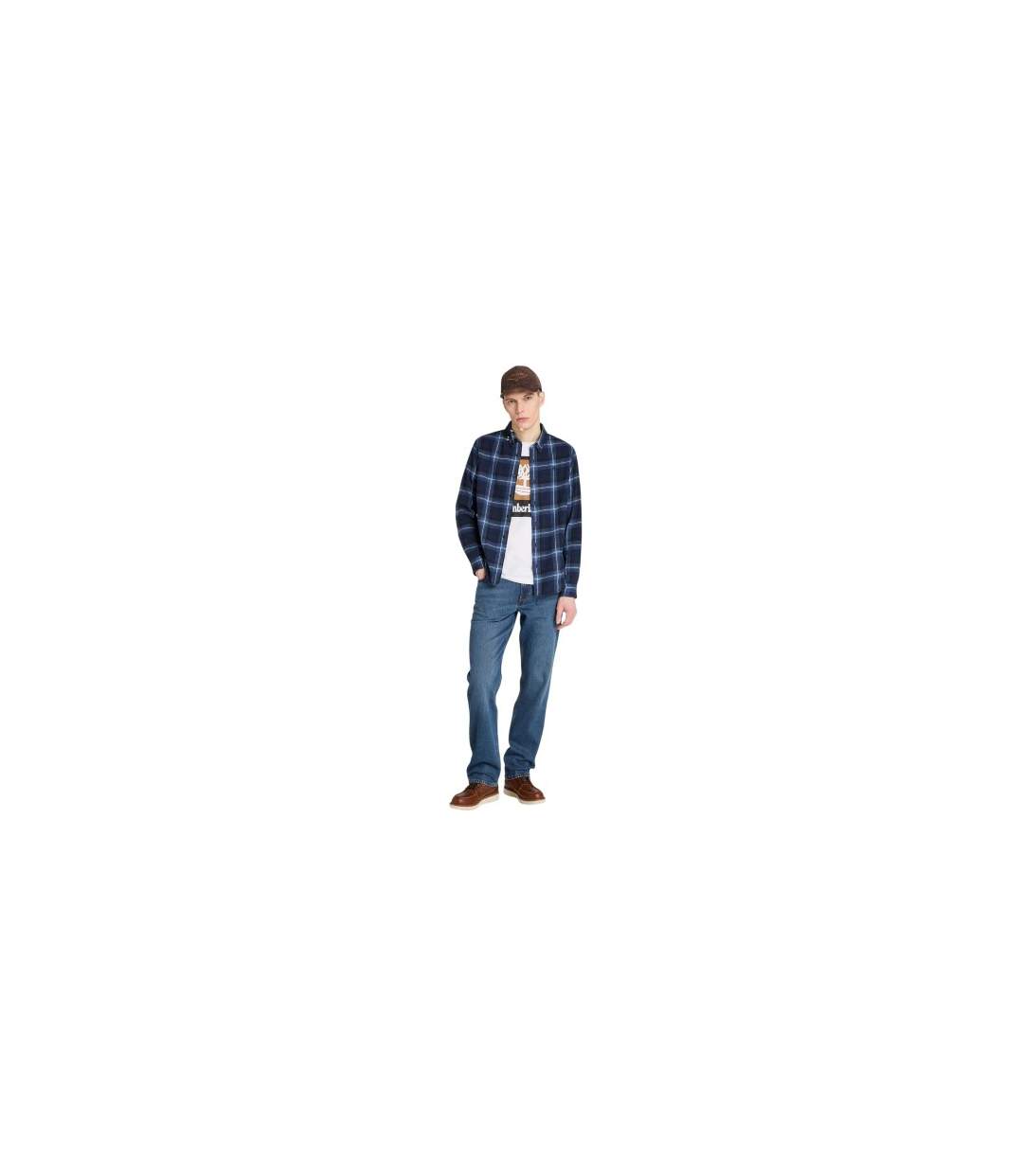 Chemise À Boutons Décontracté Motif/style À Carreaux Homme Bleu Violacé Timberland-1