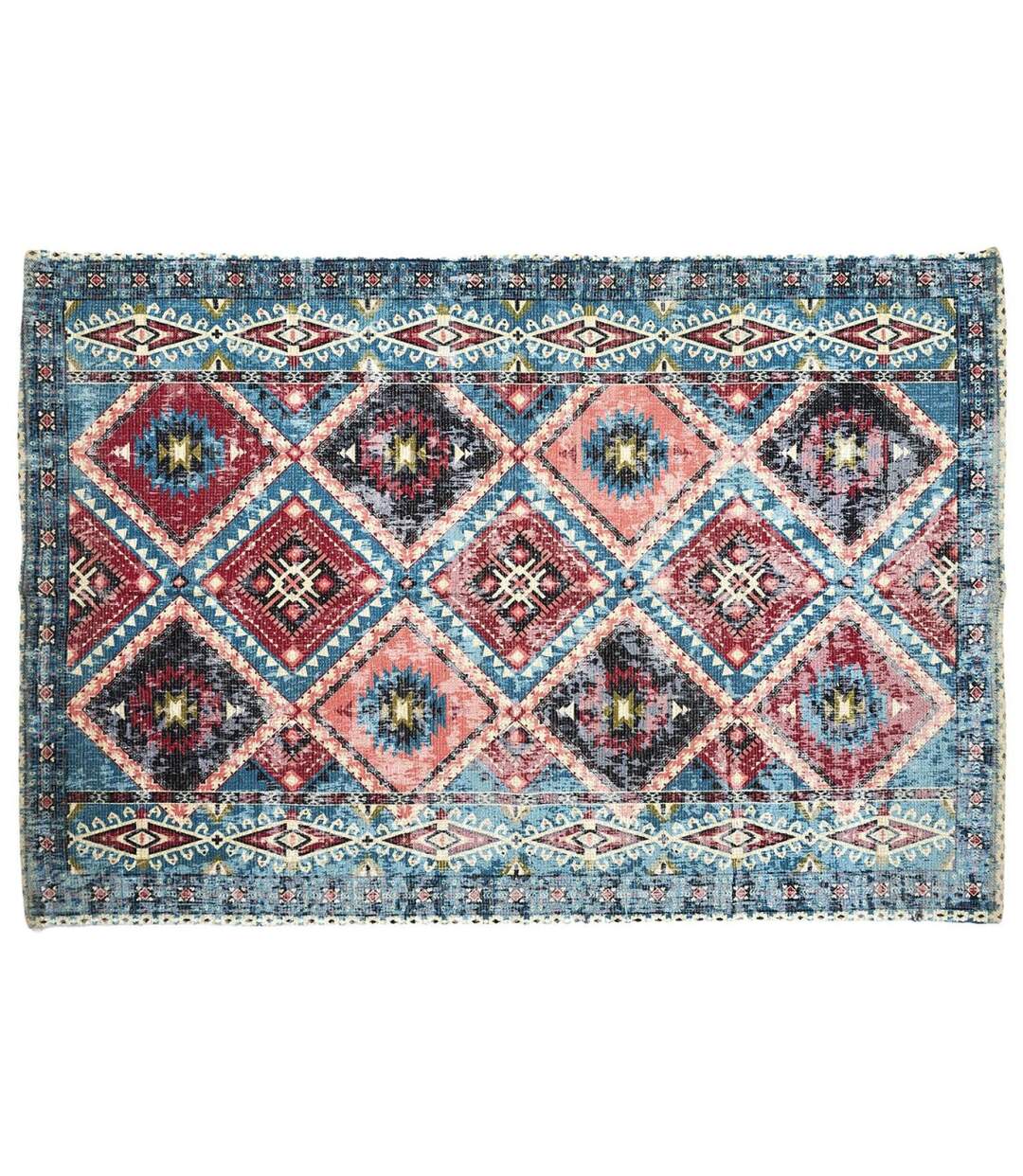 Tapis Déco Ethnique Agra 120x170cm Bleu-1