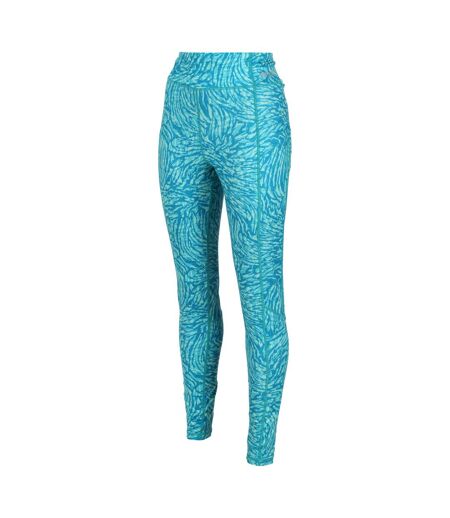 Womens/ladies Holeen Ii Animal Print Leggings Enamel Blue Regatta