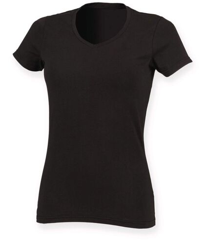 T-shirt col V - Femme - SK122 - noir