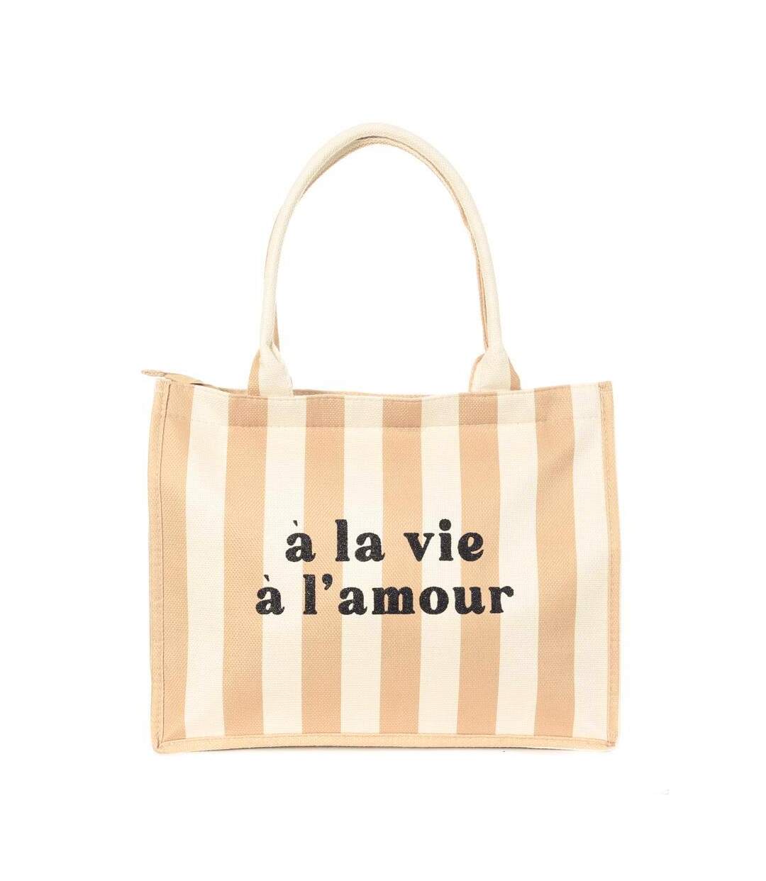 Sac de plage taupe/blanc gérard pasquier amour-1