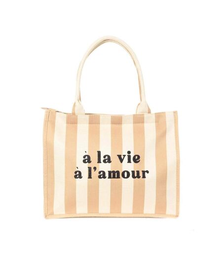 Sac de plage taupe/blanc gérard pasquier amour