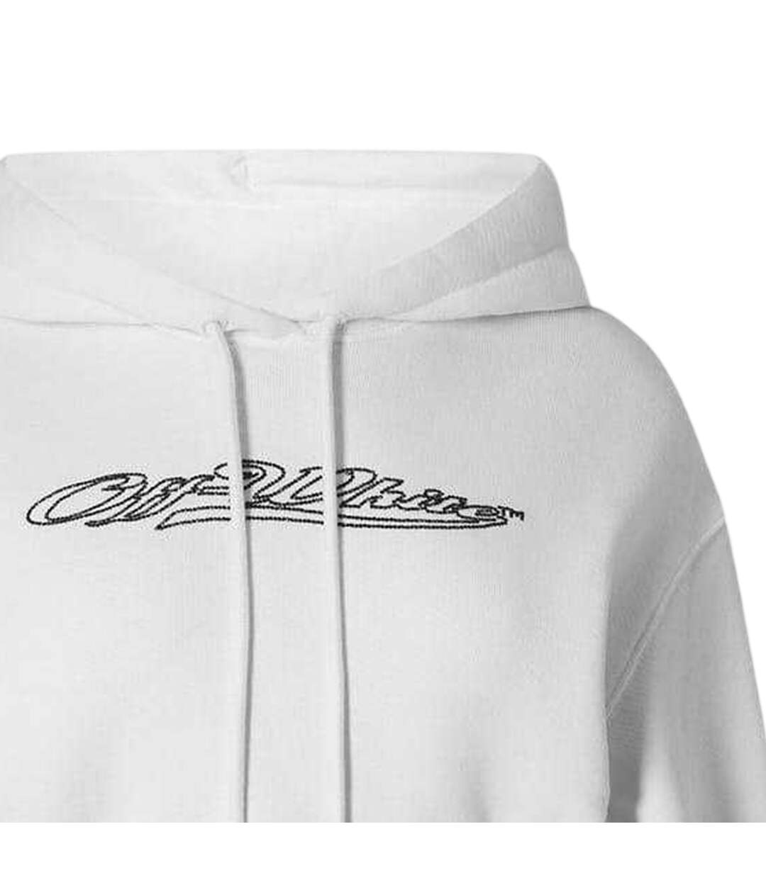 Womens/ladies Bling Baseball Cotton Crop Hoodie White Off White-3