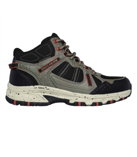 Mens Hillcrest Logo Leather Walking Boots Natural Black Skechers