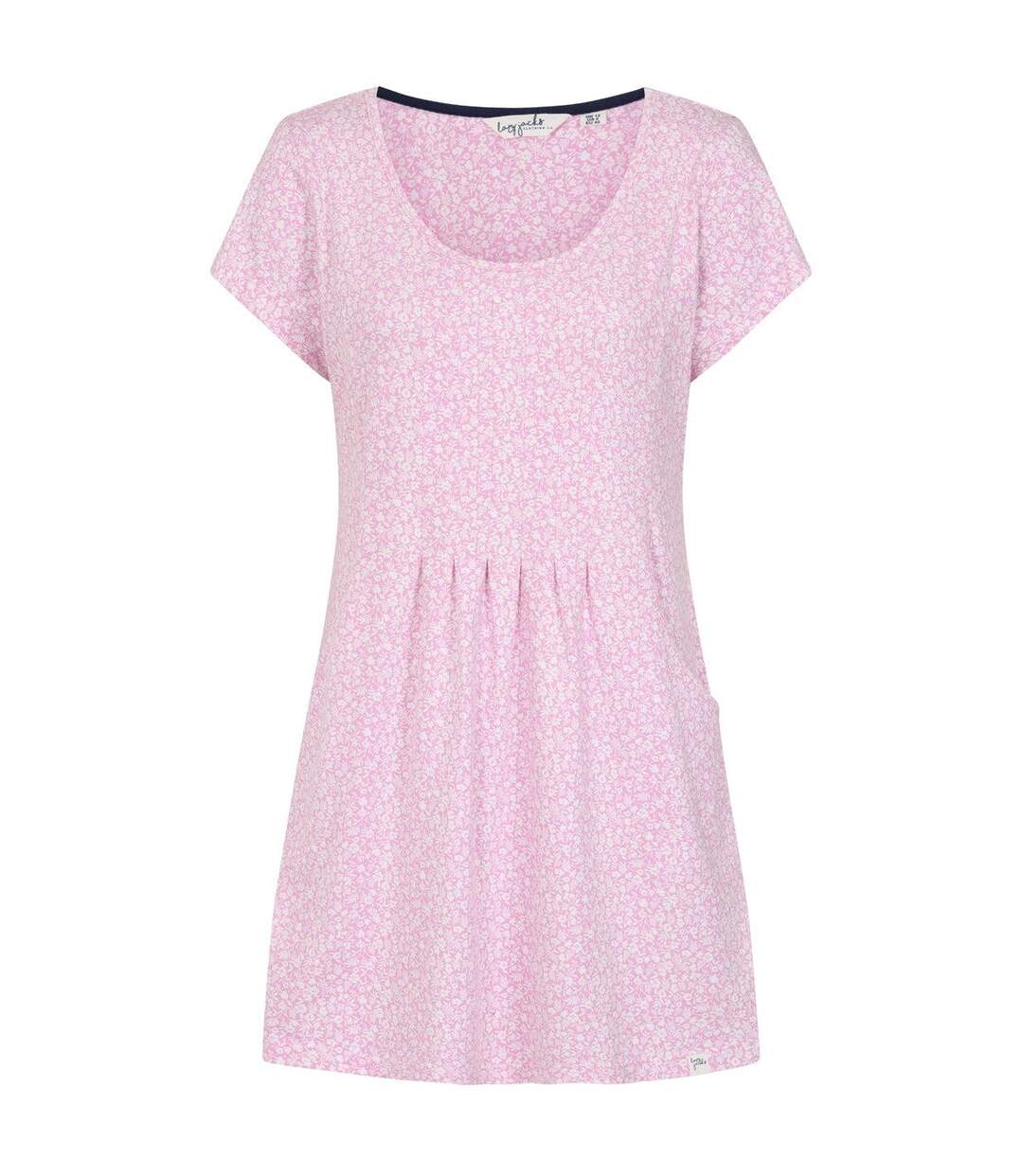 Womens/ladies Ditsy Print Tunic Top Pink Lazy Jacks-1