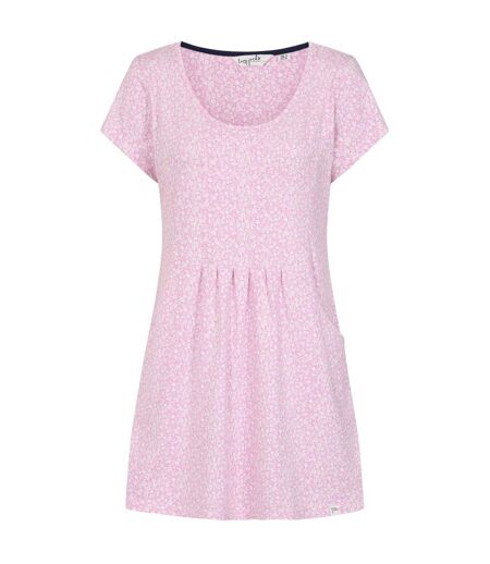 Womens/ladies Ditsy Print Tunic Top Pink Lazy Jacks