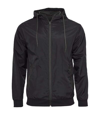Build Your Brand Mens Zip Up Wind Runner Jacket (Black/Black) - UTRW5676