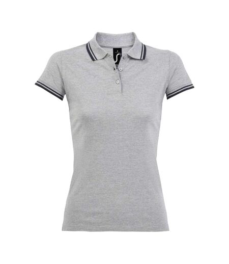 Polo Pasadena Femme Gris Chiné Bleu Marine SOLS