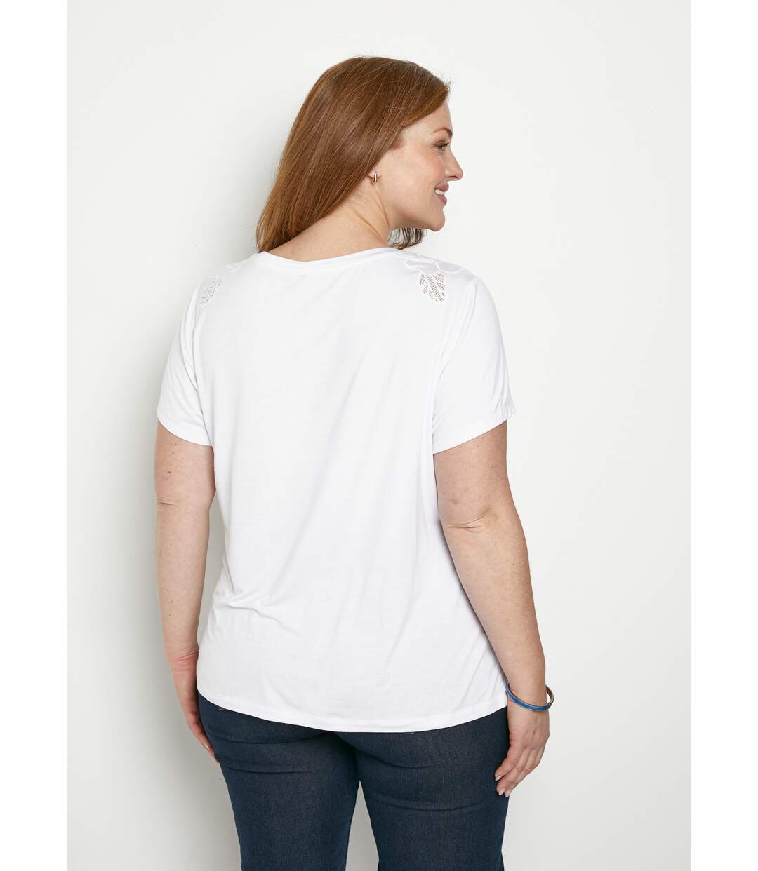 T-shirt brodé ajouré coton  col rond-2