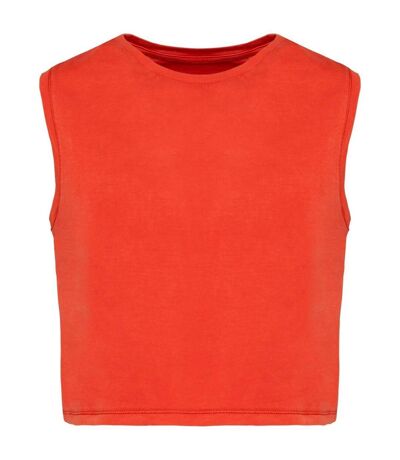 T-shirt crop sans manches écoresponsable - Femme - PAT342 - rouge paprika