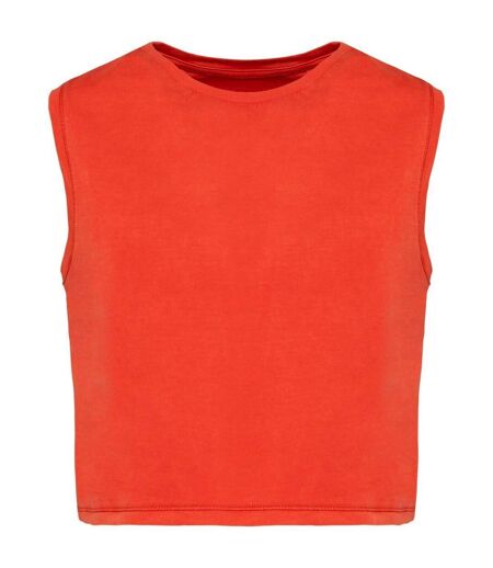 T-shirt crop sans manches écoresponsable - Femme - PAT342 - rouge paprika