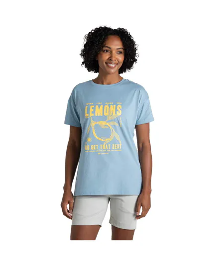 T-shirt Manches Courtes Motif/style Citron Yago Femme Bleu Pâle Imprimé Craghoppers