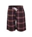 Mens woven check short lounge set burgundy CargoBay