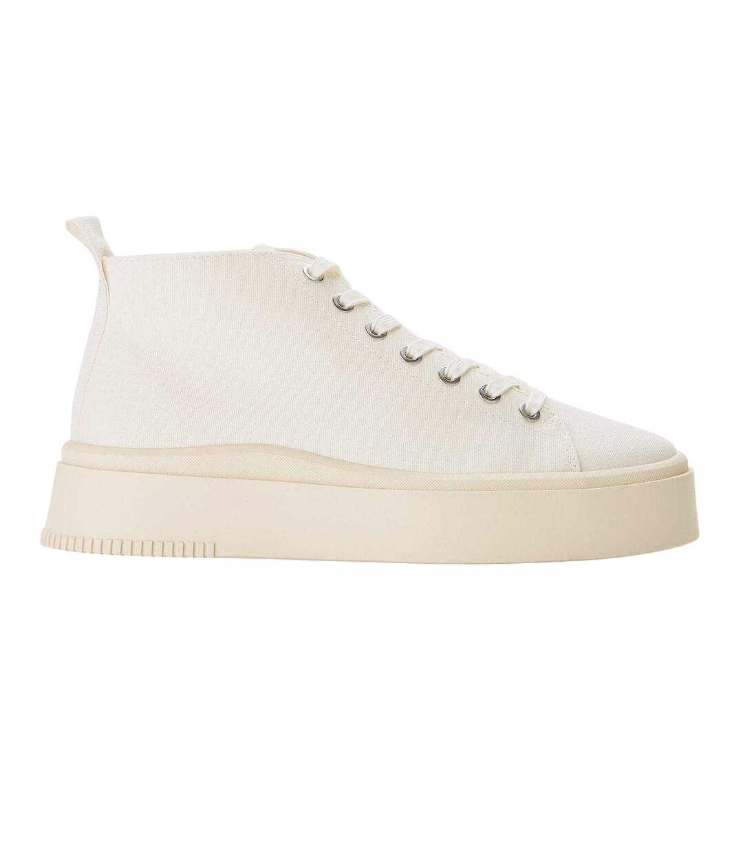 Womens/ladies Canvas Flatform High Top Trainers Cream Vagabond Shoemakers-1
