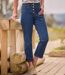 Women's Blue Buttoned Cropped Jeans-1