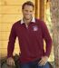 Pack of 2 Men's Long Sleeve Polo Shirts - Burgundy Navy 